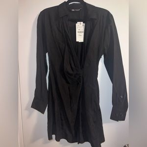 Zara NWT size small black wrap dress with slit
